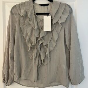 Zara Green Ruffled Blouse